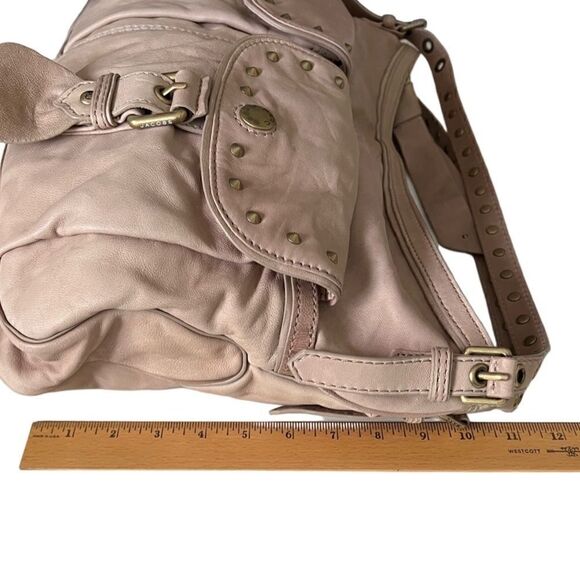 Marc Jacobs Tan Studded Leather Top Zip Front Pocket Hobo Shoulder Bag - Picture 9 of 16